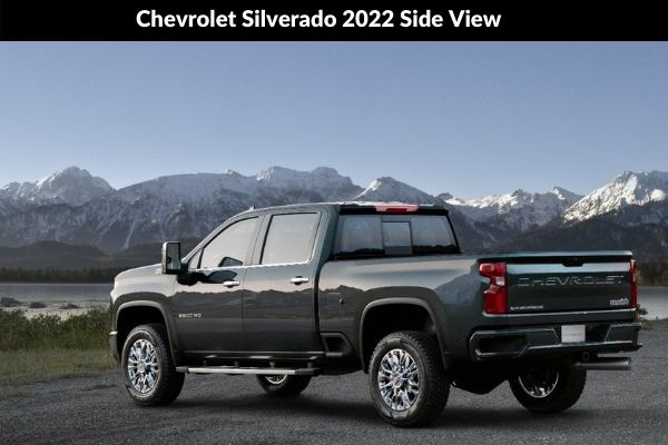 Chevrolet Silverado 2022 black color side view photo