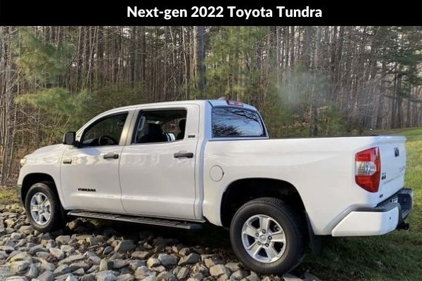 Next-gen 2022 Toyota Tundra Side view white color off road photo video